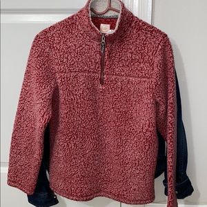red fluffy/soft  pull over